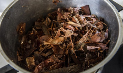 18 Traditional fish skin dying with onion peel skins. 